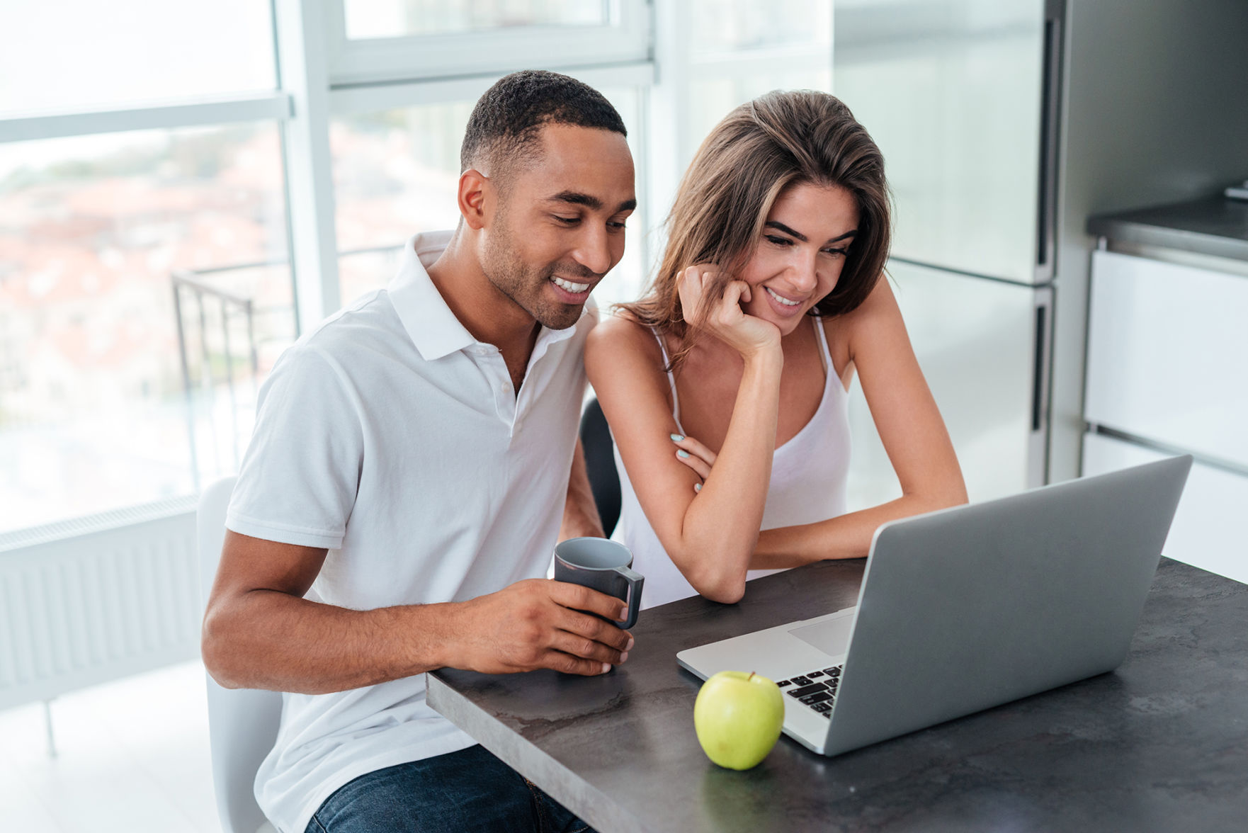 Couple with laptop
